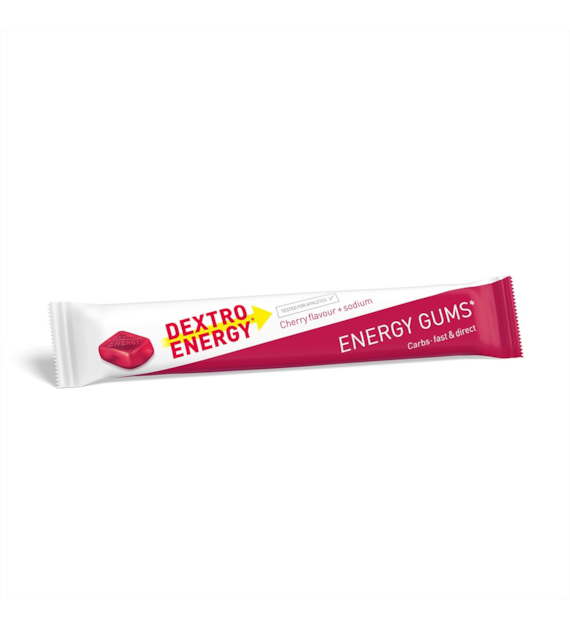 Dextro Energy Energy Gum Cherry + Sodium gumy energetyczne o smaku wiśniowym z sodem 45g