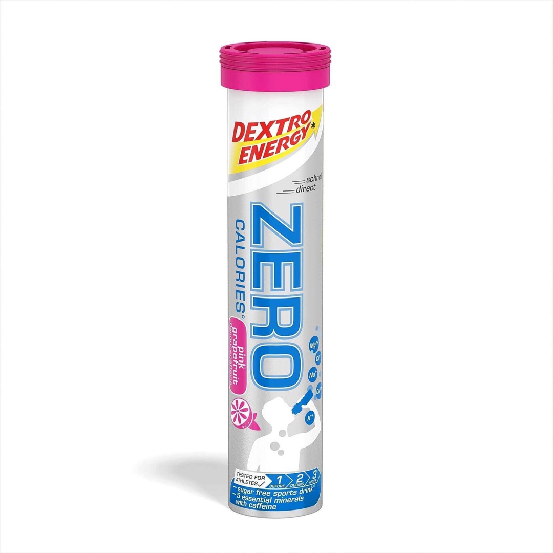 Dextro Energy Zero Calories Pink Grapefruit różowy grejpfrut z kofeiną tuba 20 x 4 g