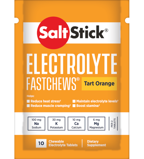 SaltStick Electrylote FastChews Tart Orange saszetka 10 szt. pastylki do żucia z elektrolitami o smaku pomarańczowym
