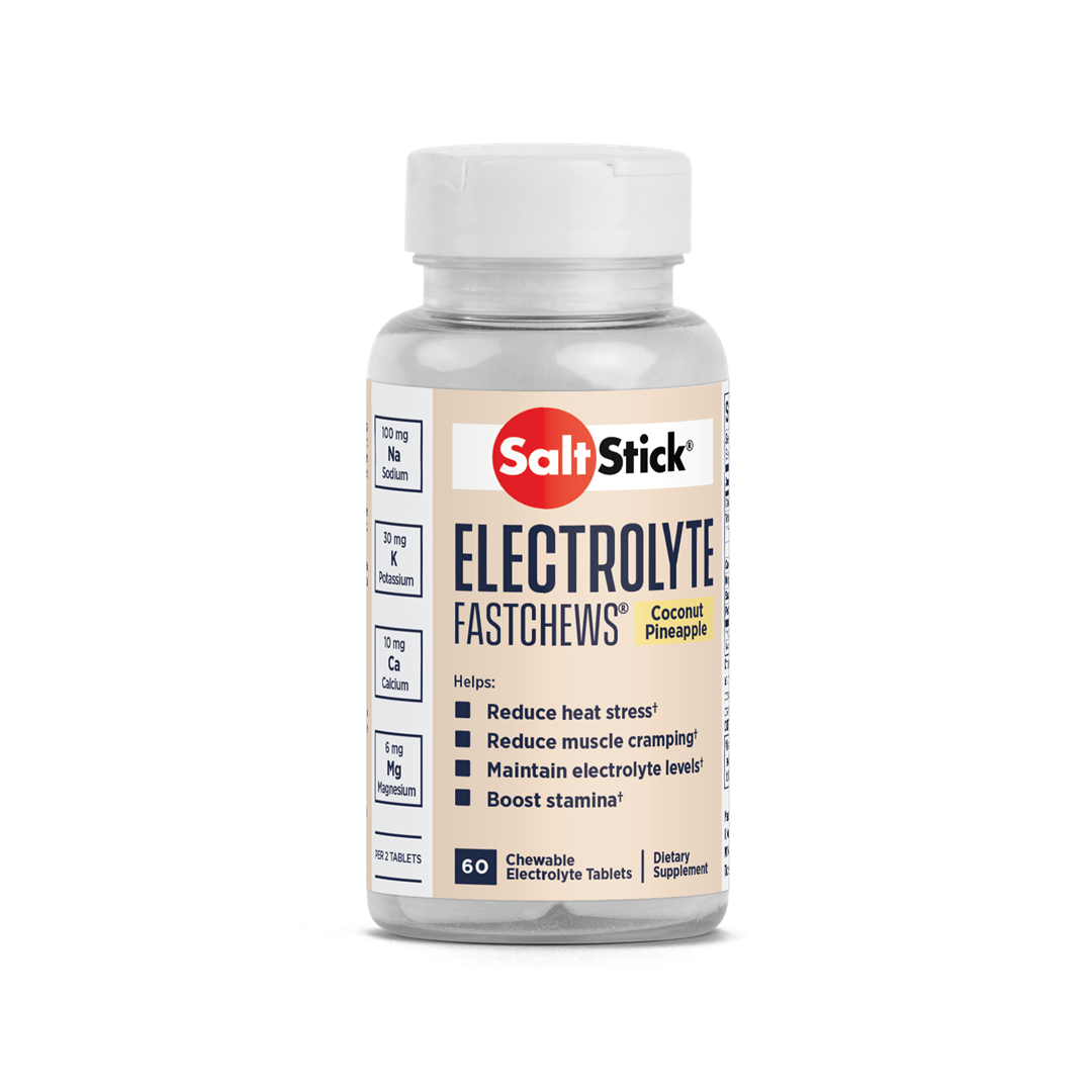 SaltStick Electrylote FastChews Coconut Pineapple pastylki do żucia z elektrolitami o smaku kokosowo-ananasowym butelka 60 szt.