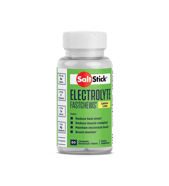 SaltStick Electrylote FastChews Lemon Lime pastylki do żucia z elektrolitami o smaku cytrynowo-limonkowym butelka 60 szt.