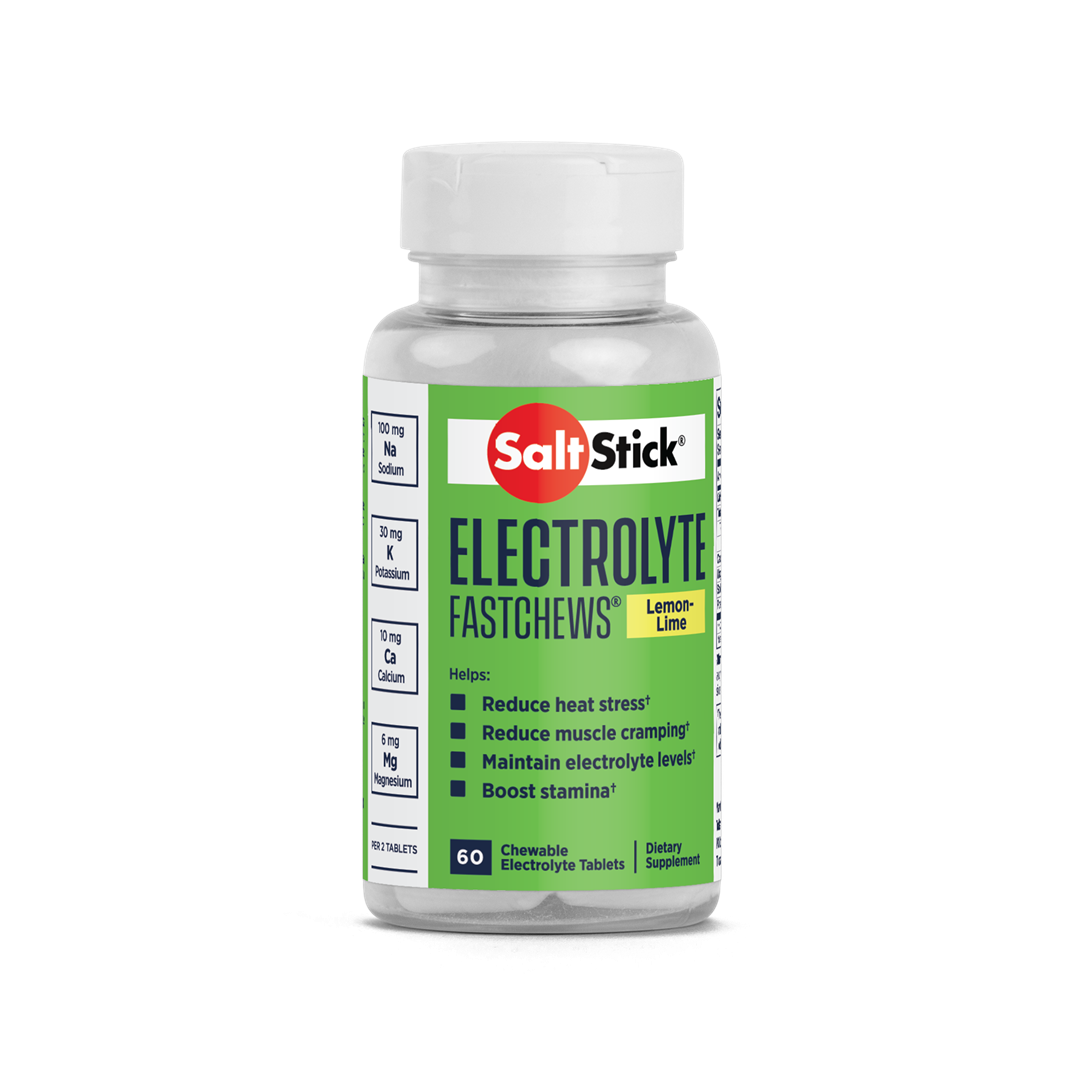 SaltStick Electrylote FastChews Lemon Lime pastylki do żucia z elektrolitami o smaku cytrynowo-limonkowym butelka 60 szt.