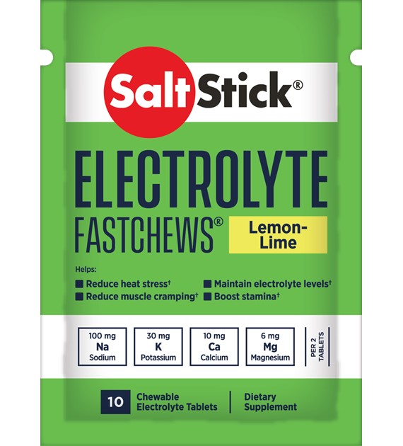 SaltStick Electrylote FastChews Lemon Lime pastylki do żucia z elektrolitami o smaku cytrynowo-limonkowym saszetka 10 szt.