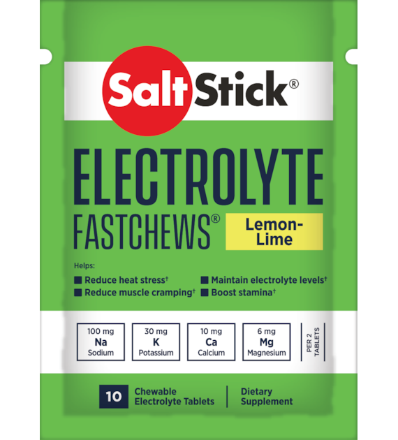 SaltStick Electrylote FastChews Lemon Lime saszetka 10 szt. pastylki do żucia z elektrolitami o smaku cytrynowo-limonkowym