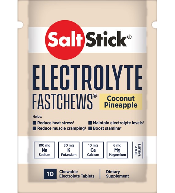 SaltStick Electrylote FastChews Coconut Pineapple pastylki do żucia z elektrolitami o smaku kokosowo-ananasowym saszetka 10 szt.