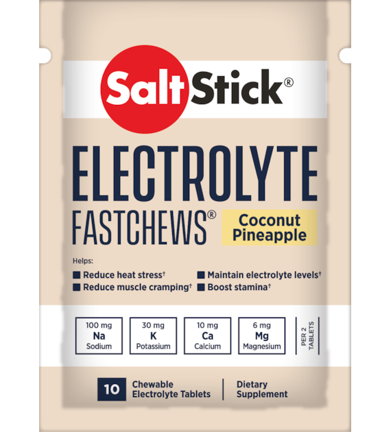 SaltStick Electrylote FastChews Coconut Pineapple saszetka 10 szt. pastylki do żucia z elektrolitami o smaku kokosowo-ananasowym