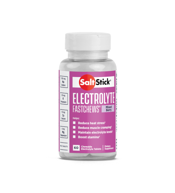 SaltStick Electrylote FastChews Mixed Berry butelka 60 szt. pastylki do żucia z elektrolitami o smaku malinowo-jagodowym