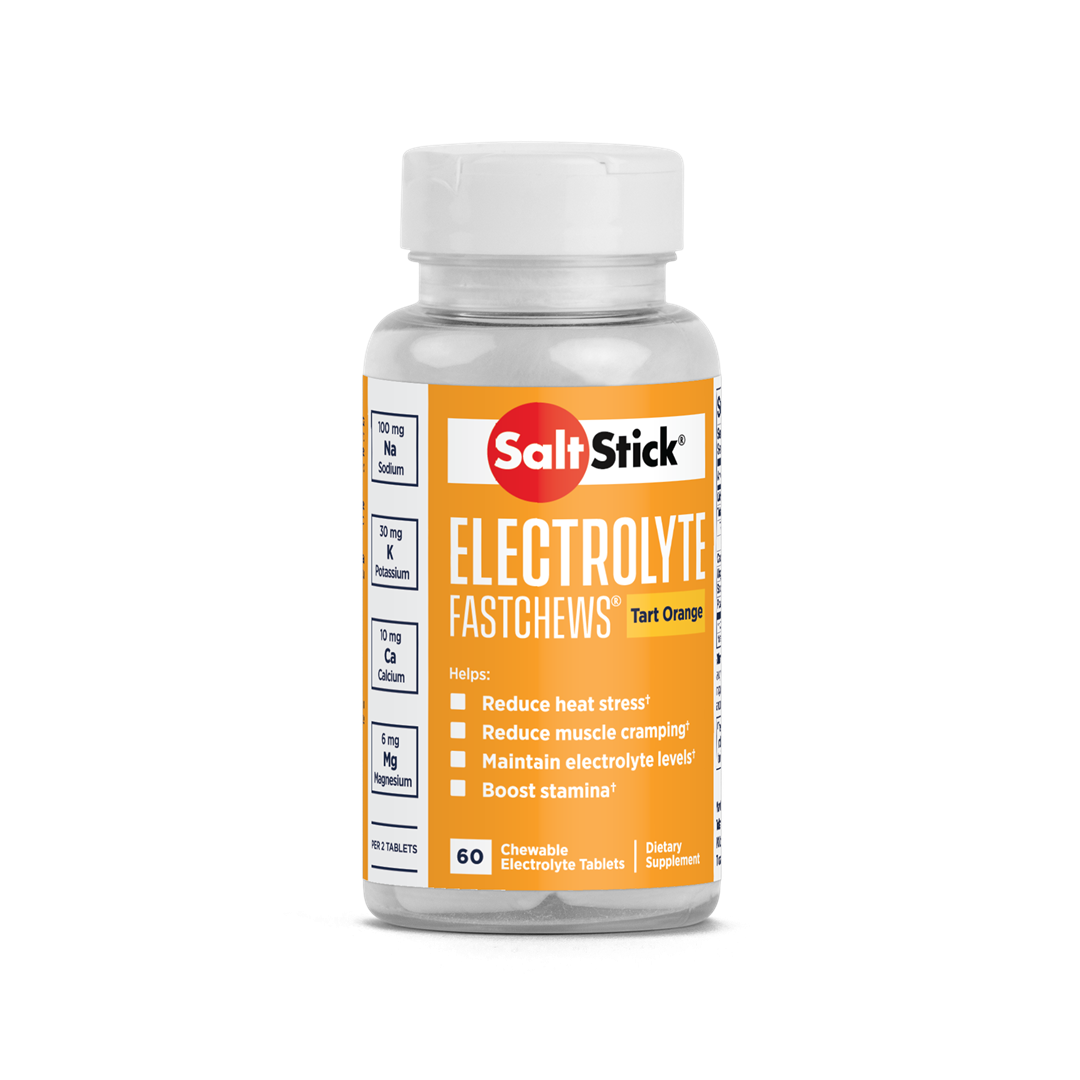 SaltStick Electrylote FastChews Tart Orange pastylki do żucia z elektrolitami o smaku pomarańczowym butelka 60 szt.