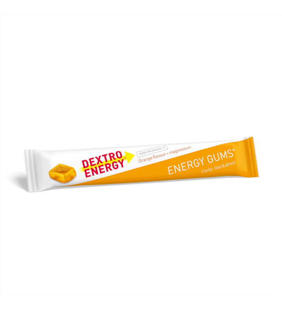 Dextro Energy Energy Gum Orange + Magnesium gumy energetyczne o smaku pomarańczowym z magnezem 45g