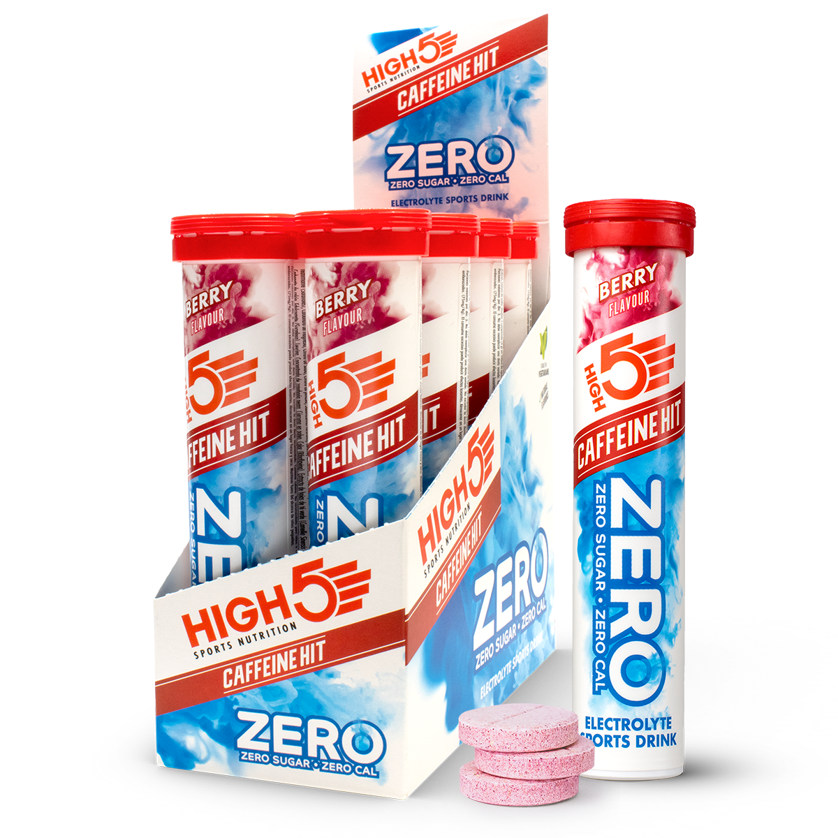 High5 Zero Electrolyte Sports Drink Caffeine Hit Berry napój z elektrolitami i z kofeiną o smaku jagodowym 20 x 4 g