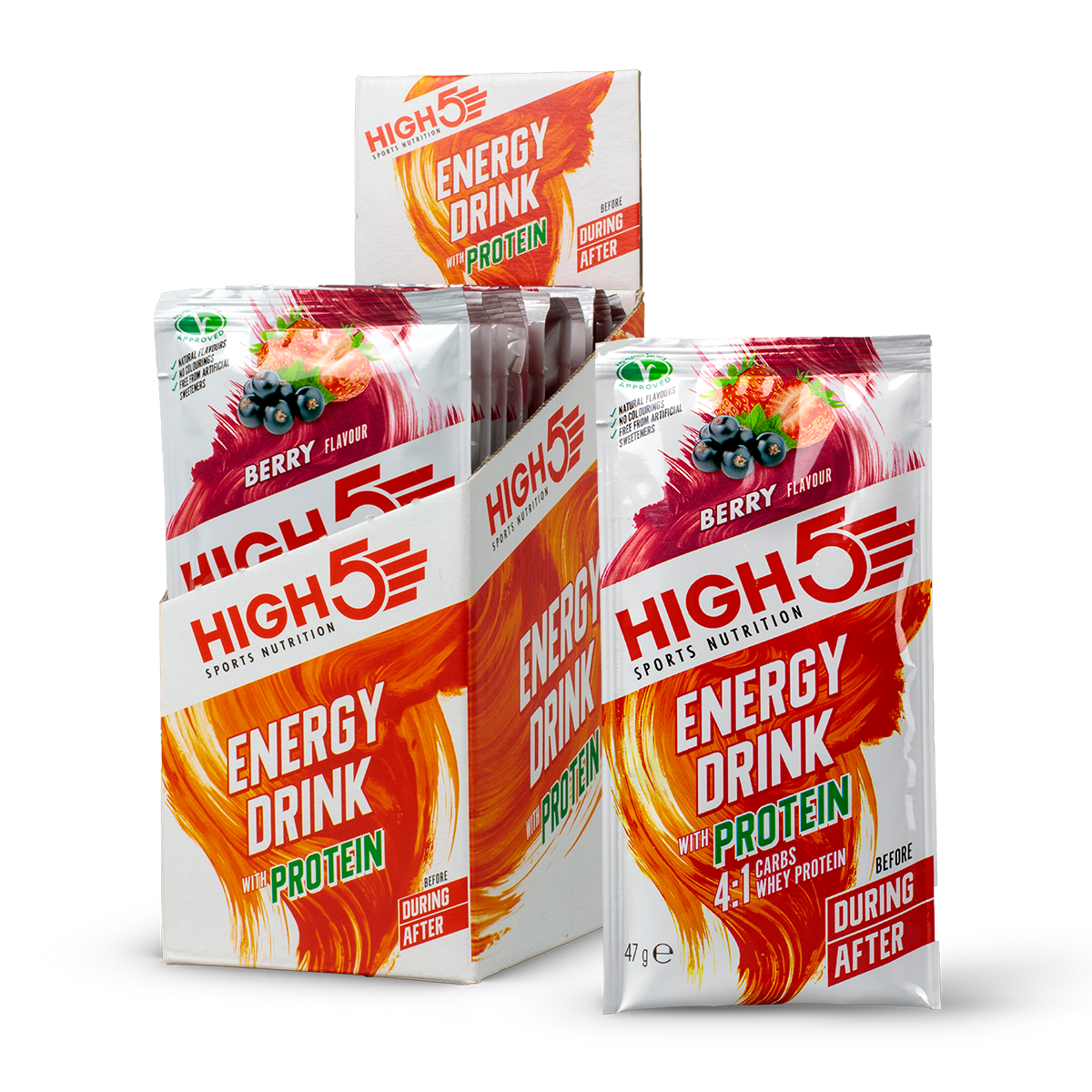 High5 Energy Drink with Protein (4:1) Berry napój energetyczny z białkiem (4:1) o smaku jagodowym saszetka 47 g