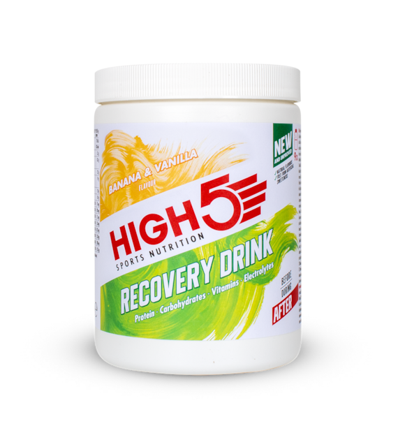 High5 Recovery Drink Banana & Vanilla napój białkowy o smaku bananowo-waniliowym puszka 450 g