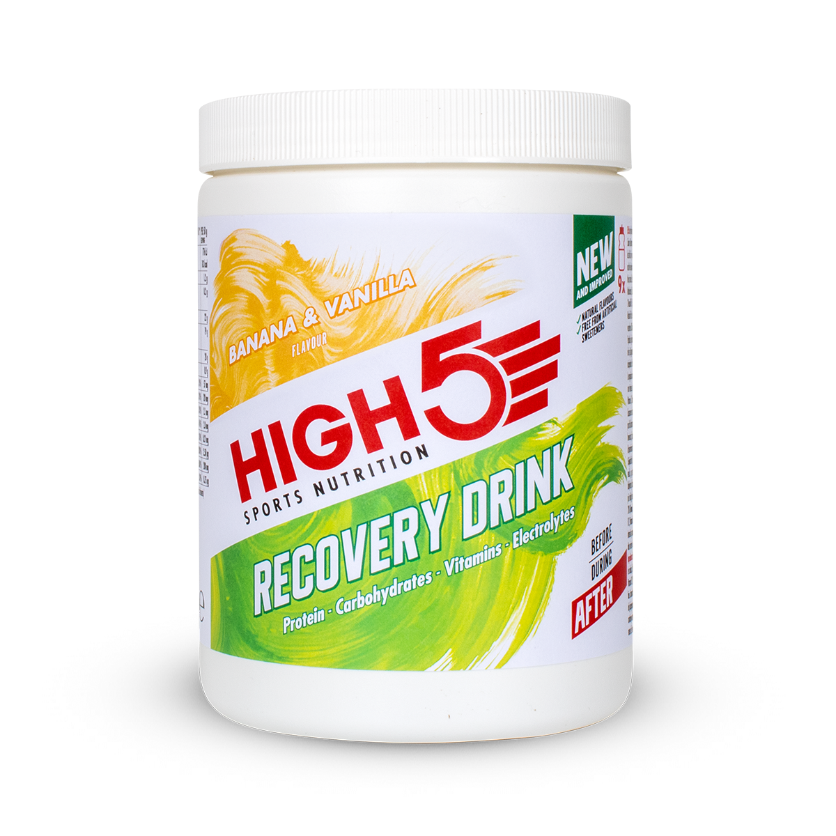 High5 Recovery Drink Banana & Vanilla napój białkowy o smaku bananowo-waniliowym puszka 450 g
