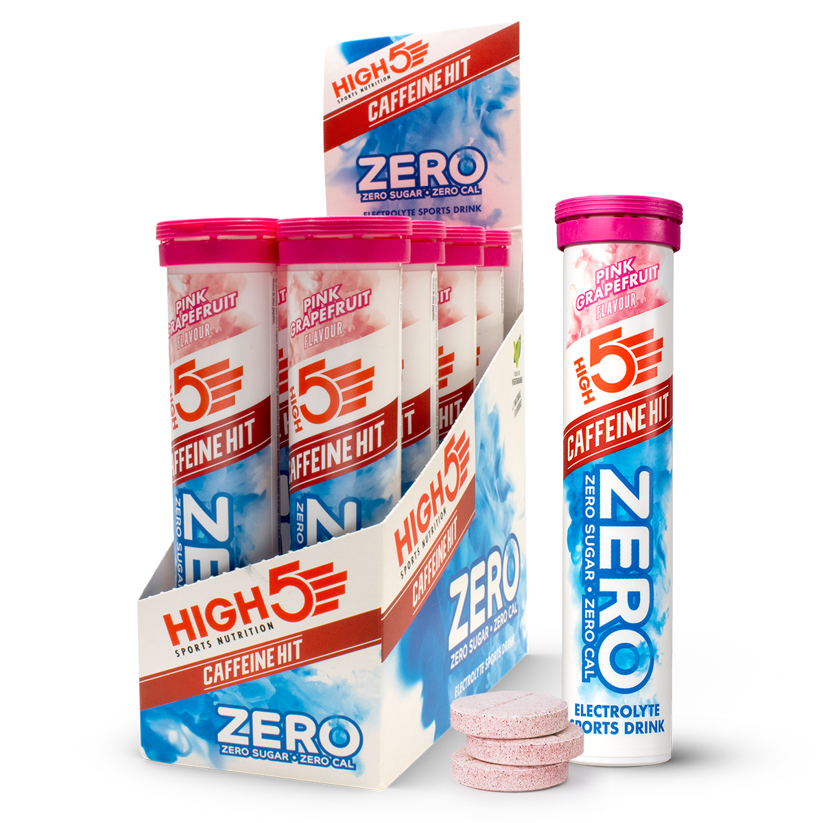 High5 Zero Electrolyte Sports Drink Caffeine Hit Pink Grapefruit napój z elektrolitami i z kofeiną o smaku różowego grejpfruta 20 x 4 g