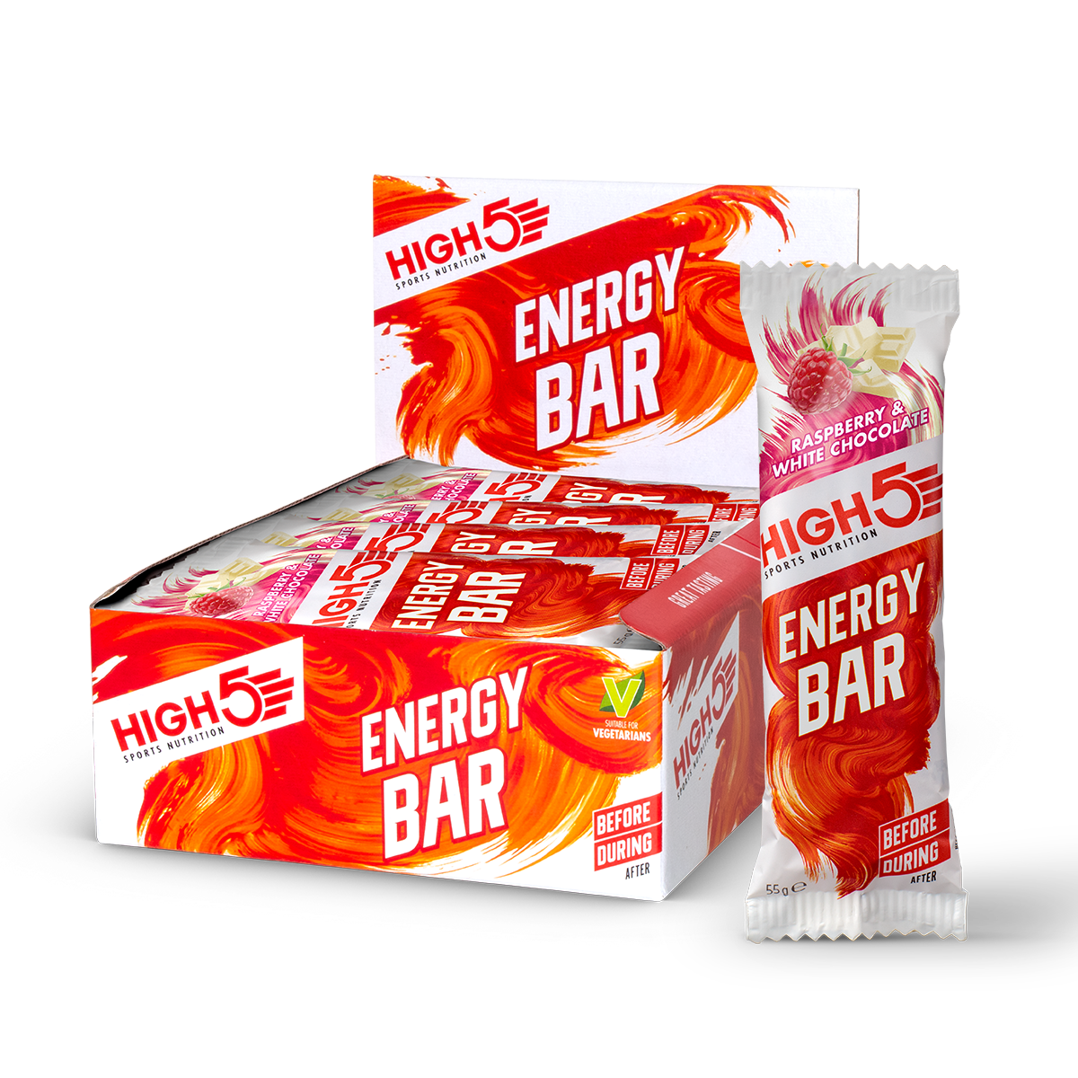 High5 Energy Bar Raspberry & White Choc baton energetyczny o smaku malinowym z białą czekoladą 55 g