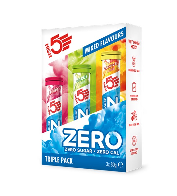 High5 Zero Electrolyte Sports Drink Triple Pack Berry, Citrus, Tropical - zestaw 3 napójów z elektrolitami 3 x 20 x 4 g