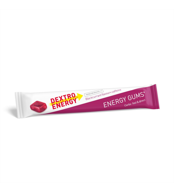 Dextro Energy Energy Gum Blackcurrant + Caffeine gumy energetyczne o smaku czarnej porzeczki z kofeiną 45g