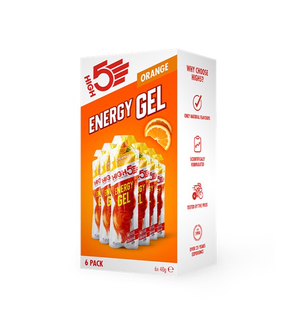 High5 Energy Gel Orange x6 zestaw 6 żeli energetyczny o smaku pomarańczowym 40 g