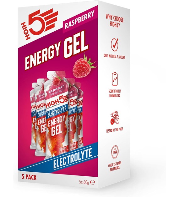 High5 Energy Gel Electrolyte Raspberry x5 zestaw 5 żeli energetyczny z elektrolitami o smaku malinowym 60 g