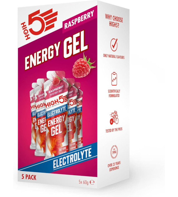 High5 Energy Gel Electrolyte Raspberry x5 zestaw 5 żeli energetyczny z elektrolitami o smaku malinowym 60 g