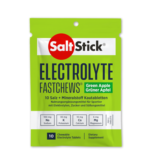 SaltStick Electrylote FastChews Green Apple saszetka 10 szt. pastylki do żucia z elektrolitami o smaku jabłkowym