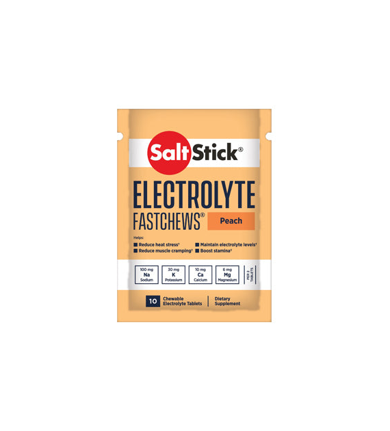 SaltStick Electrylote FastChews Peach saszetka 10 szt. pastylki do żucia z elektrolitami o smaku brzoskwiniowym