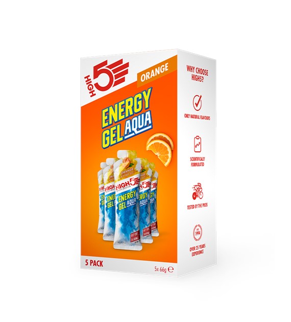 High5 Energy Gel Aqua Orange x5 zestaw 5 szt. płynnych żel energetyczny o smaku pomarańczowym 66 g EVENT