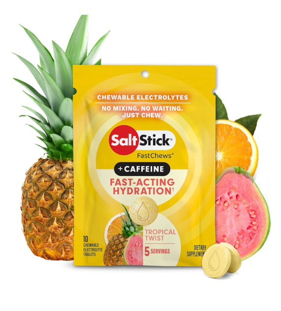 SaltStick Electrylote FastChews Tropical Twist + CAFFEINE saszetka 10 szt. pastylki do żucia